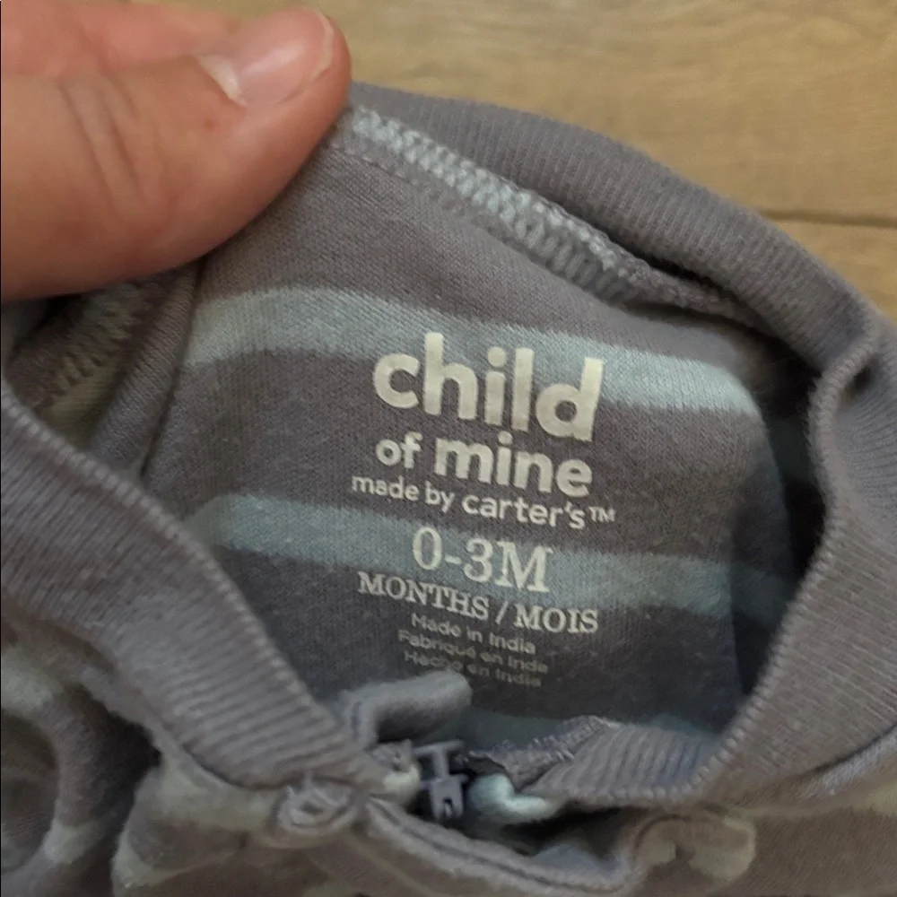 Carter's Gray and White Striped Footie